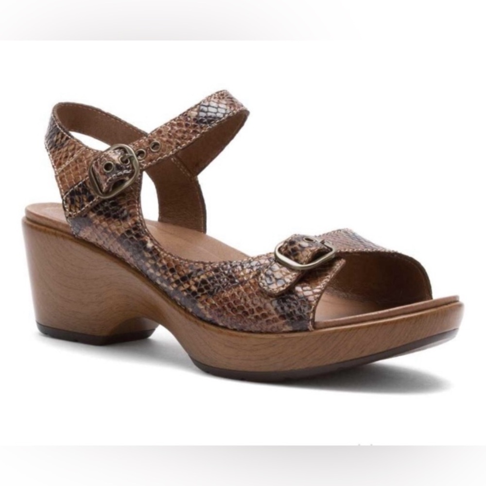 Dansko “Joanie Snake” Snakeskin 100% Leather Heeled Sandals‎ Size 40(US 9.5-10)